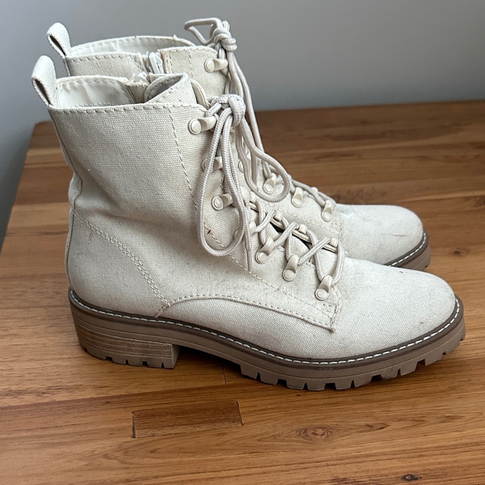 Universal Thread Canvas Cream Combat Boots